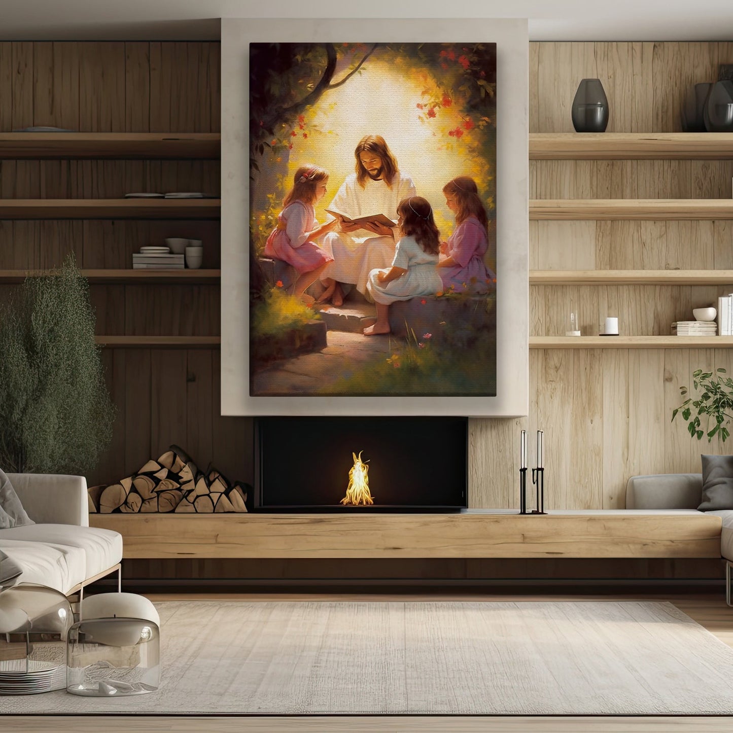 Enchanted Storytime Whispers of Nature, Jesus Canvas Painting, Christmas Xmas Wall Art Decor - Jesus Poster Gift