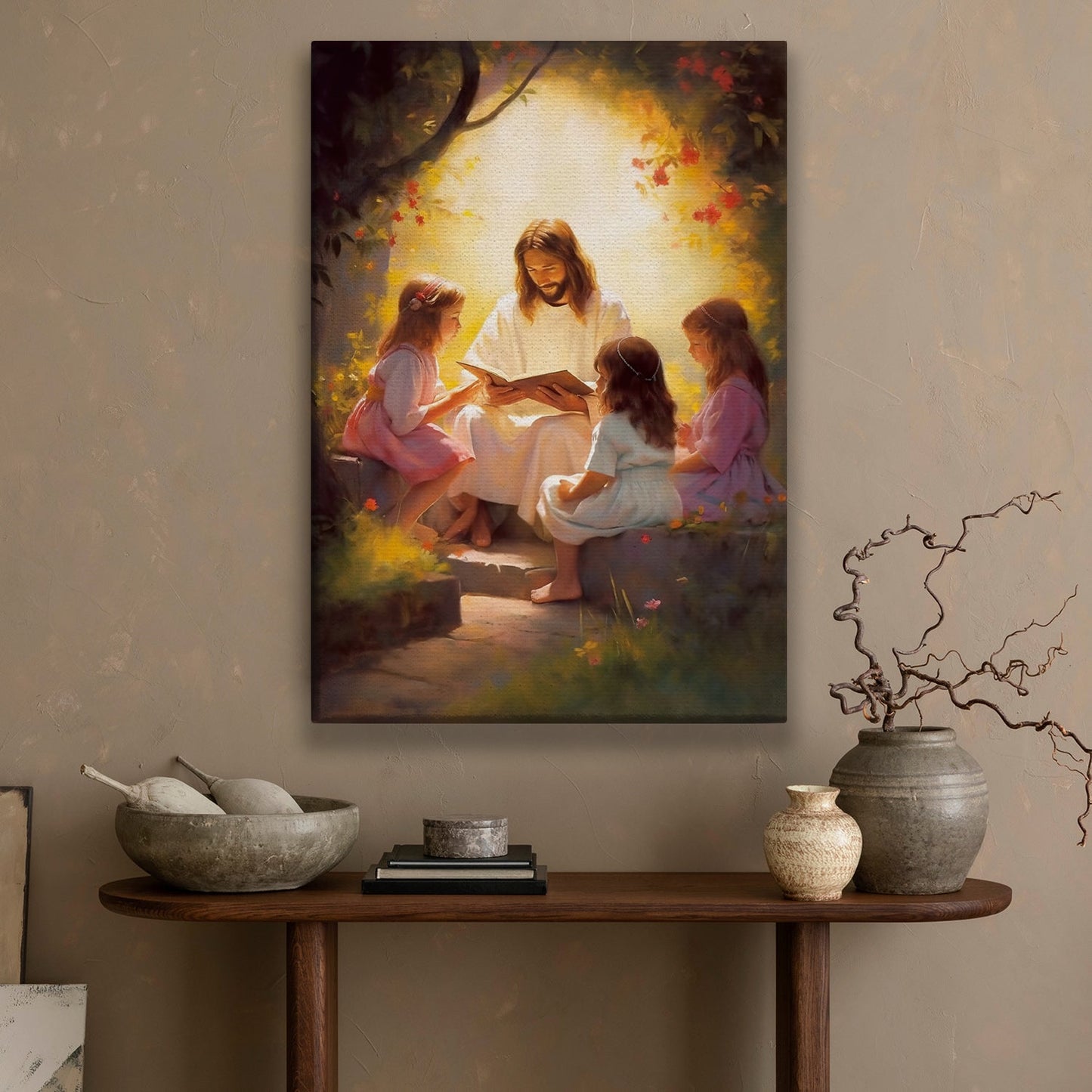 Enchanted Storytime Whispers of Nature, Jesus Canvas Painting, Christmas Xmas Wall Art Decor - Jesus Poster Gift