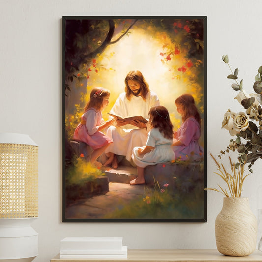 Enchanted Storytime Whispers of Nature, Jesus Canvas Painting, Christmas Xmas Wall Art Decor - Jesus Poster Gift