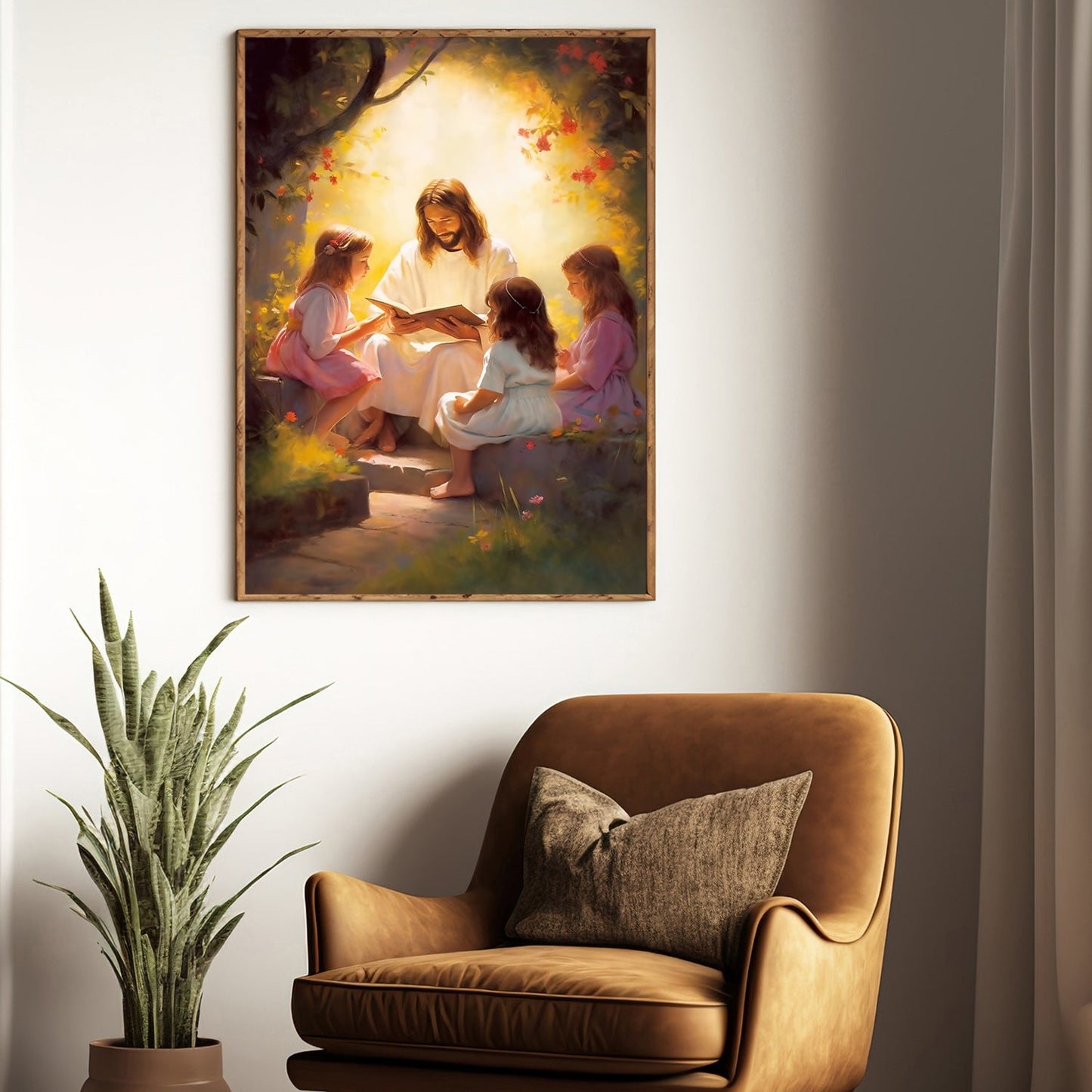 Enchanted Storytime Whispers of Nature, Jesus Canvas Painting, Christmas Xmas Wall Art Decor - Jesus Poster Gift