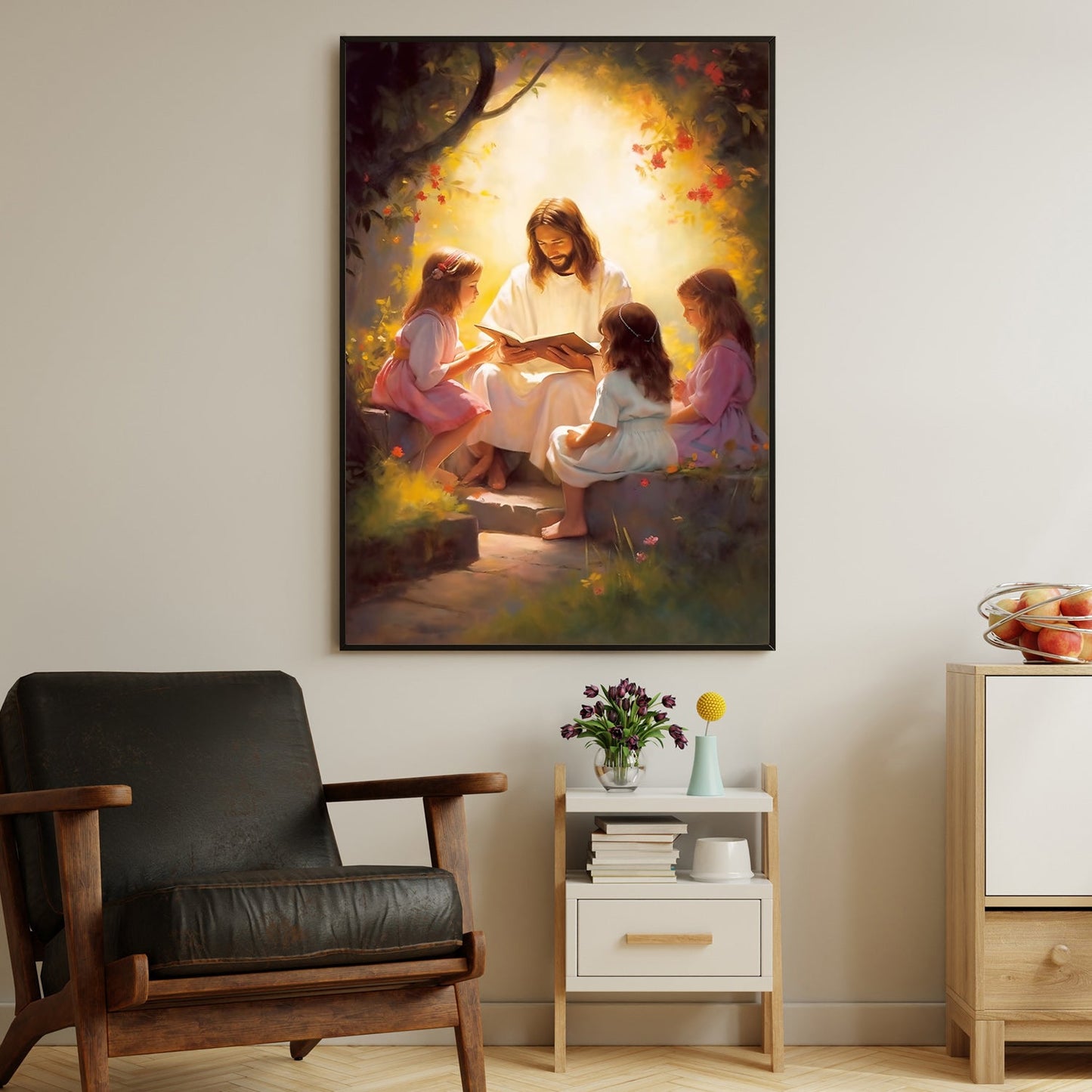 Enchanted Storytime Whispers of Nature, Jesus Canvas Painting, Christmas Xmas Wall Art Decor - Jesus Poster Gift