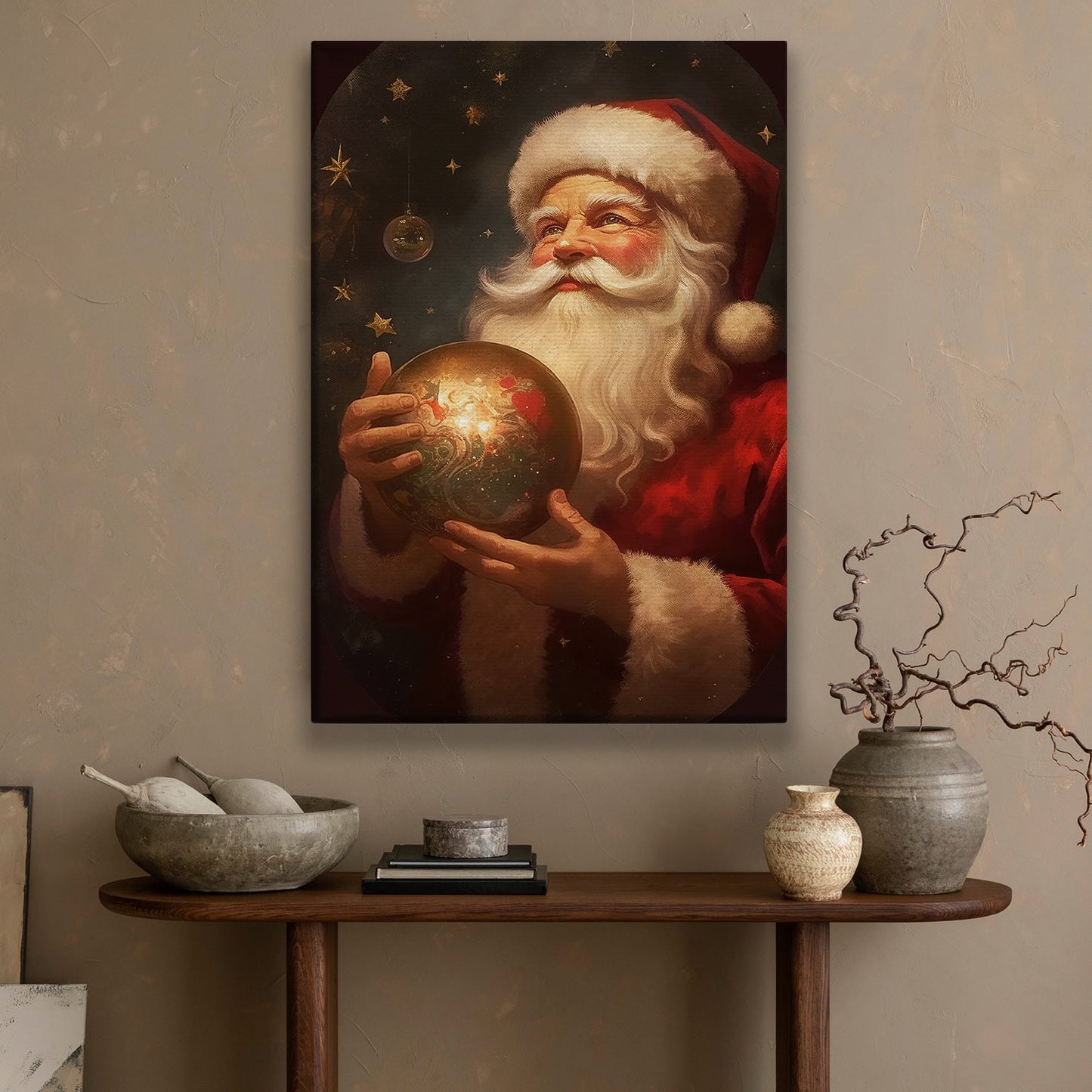 Santa's Cosmic Gift A Universe of Wonder Christmas Canvas Painting, Xmas Wall Art Decor - Santa Claus Poster Gift