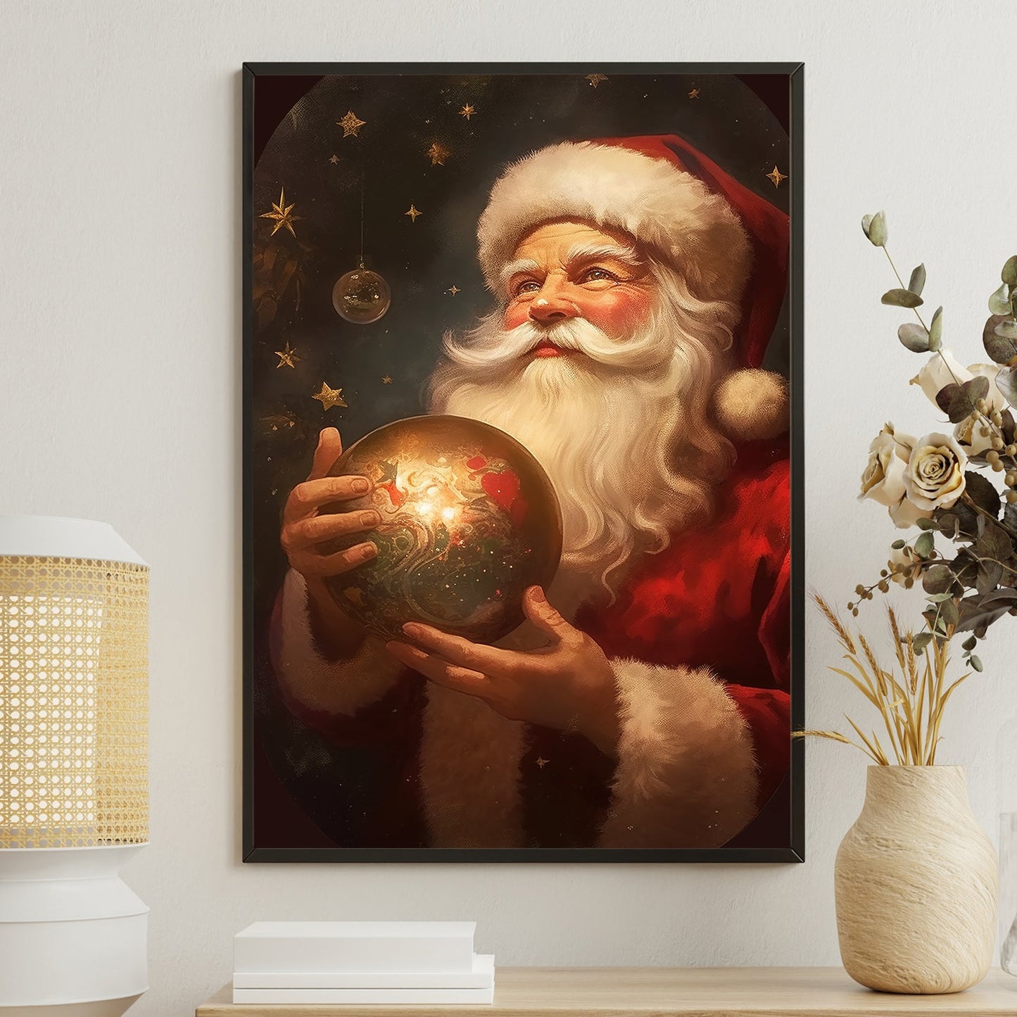 Santa's Cosmic Gift A Universe of Wonder Christmas Canvas Painting, Xmas Wall Art Decor - Santa Claus Poster Gift