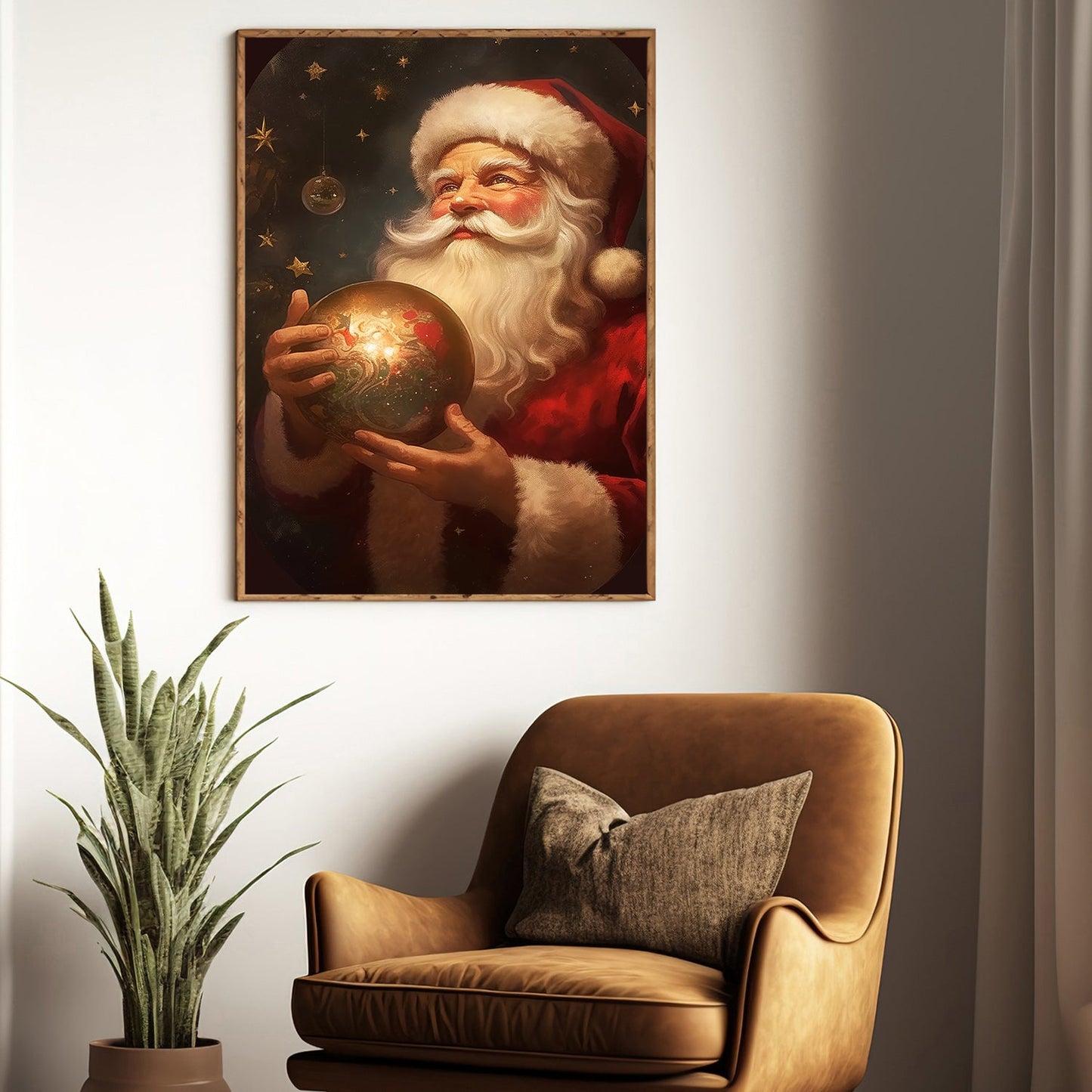 Santa's Cosmic Gift A Universe of Wonder Christmas Canvas Painting, Xmas Wall Art Decor - Santa Claus Poster Gift