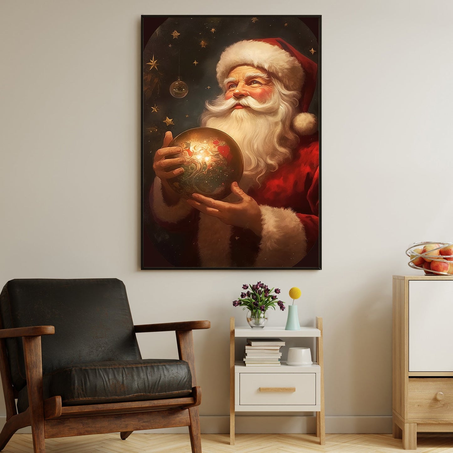 Santa's Cosmic Gift A Universe of Wonder Christmas Canvas Painting, Xmas Wall Art Decor - Santa Claus Poster Gift