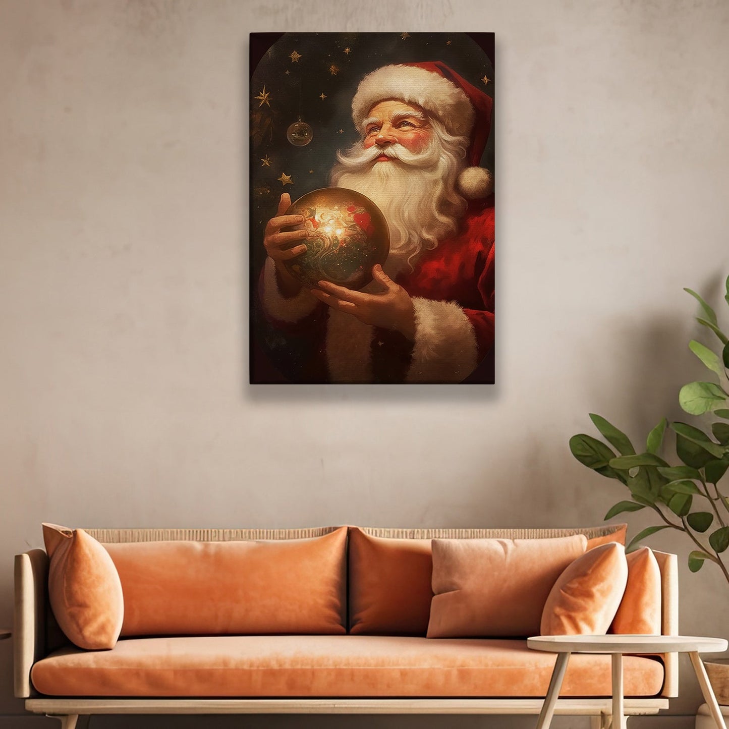 Santa's Cosmic Gift A Universe of Wonder Christmas Canvas Painting, Xmas Wall Art Decor - Santa Claus Poster Gift