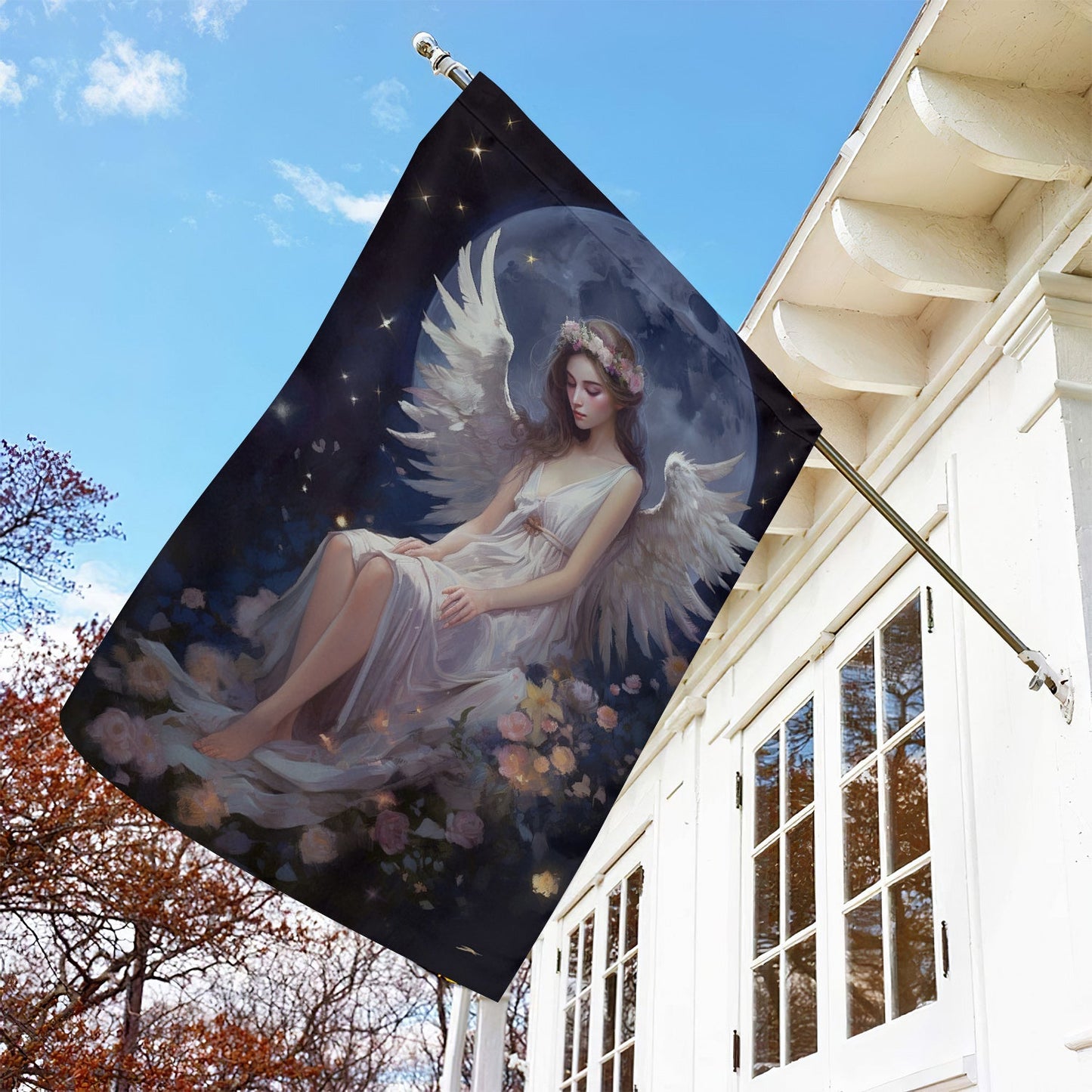 Angel Sleep Under The Moon, Angel Garden Flag & House Flag Gift, Gift For Angel Lovers