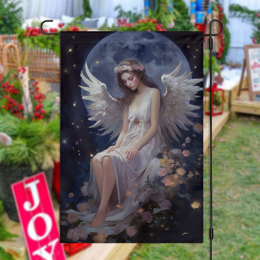 Angel Sleep Under The Moon, Angel Garden Flag & House Flag Gift, Gift For Angel Lovers