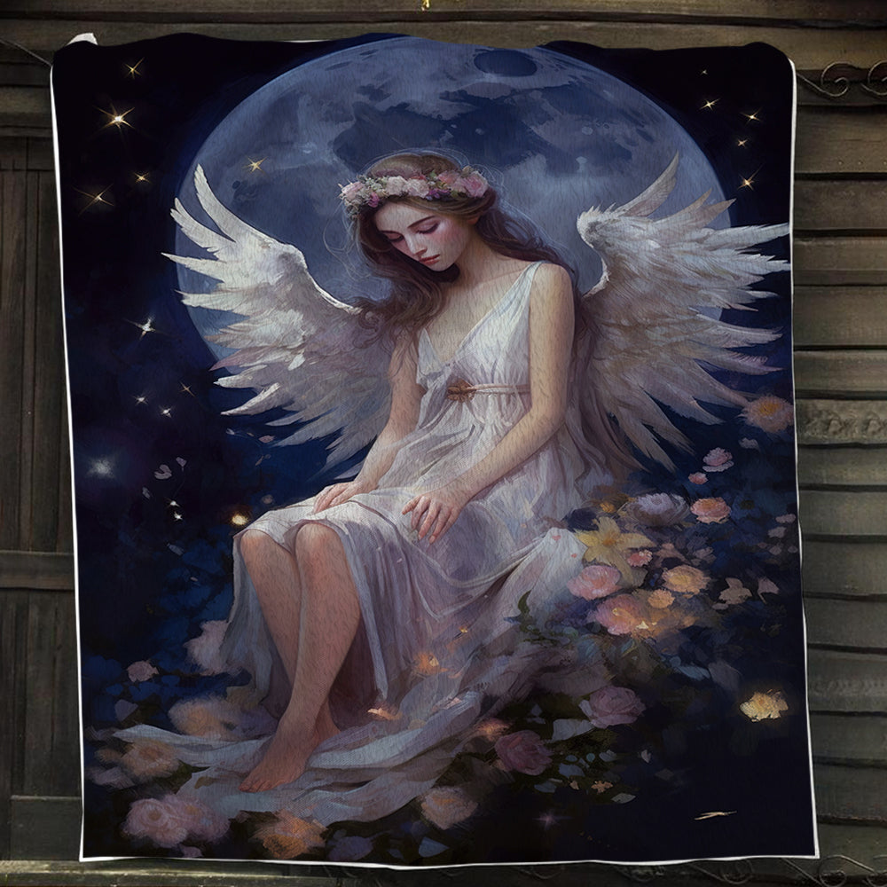 Angel Sleeping In The Garden Flowers Christmas, Angel Xmas Fleece Blanket & Sherpa Blanket Gift