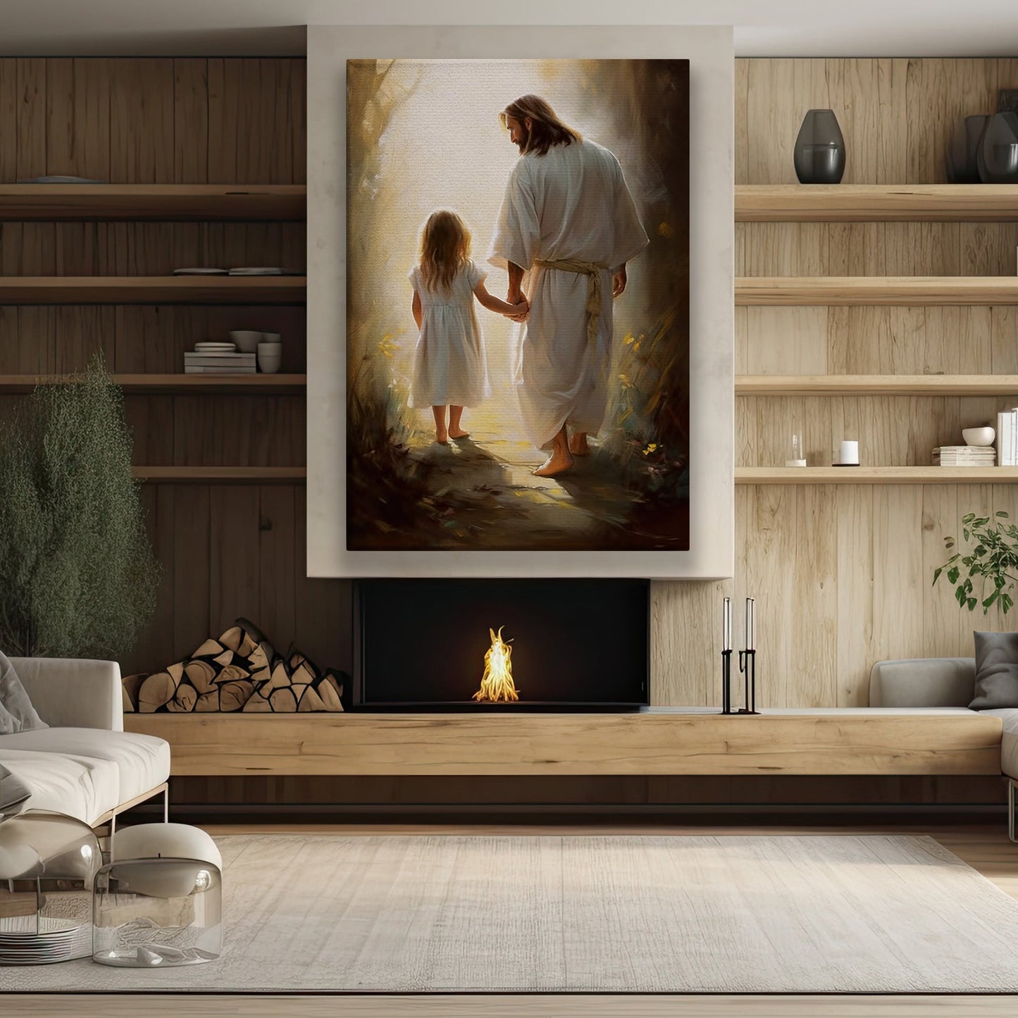 Guiding Path A Journey of Faith and Trust Christmas Canvas Painting, Xmas Wall Art Decor - Jesus Poster Gift