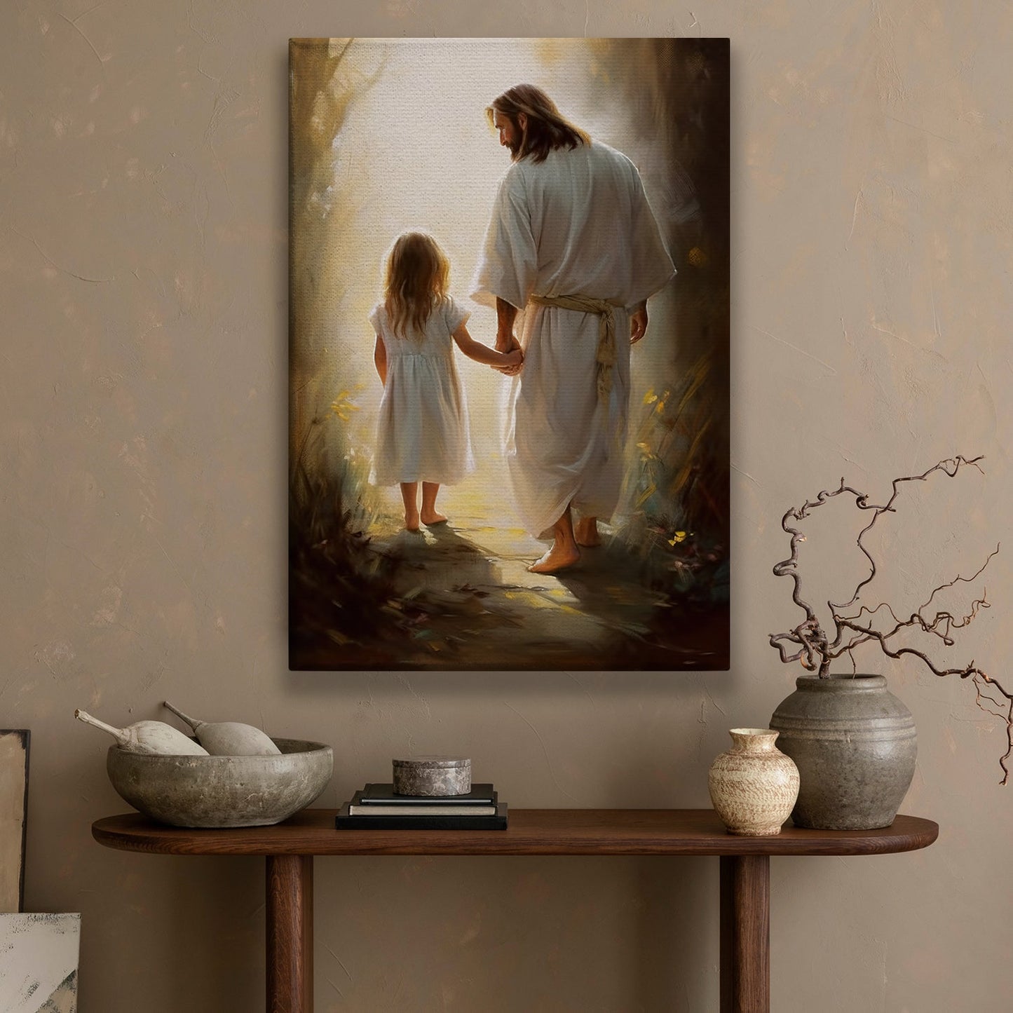 Guiding Path A Journey of Faith and Trust Christmas Canvas Painting, Xmas Wall Art Decor - Jesus Poster Gift