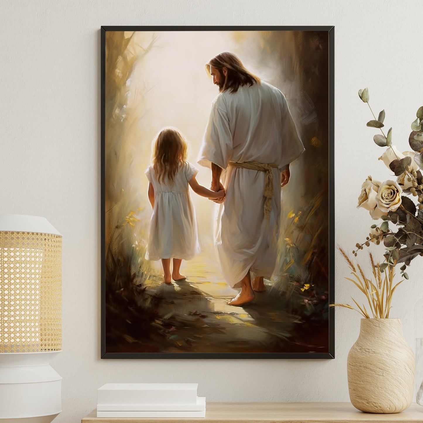 Guiding Path A Journey of Faith and Trust Christmas Canvas Painting, Xmas Wall Art Decor - Jesus Poster Gift