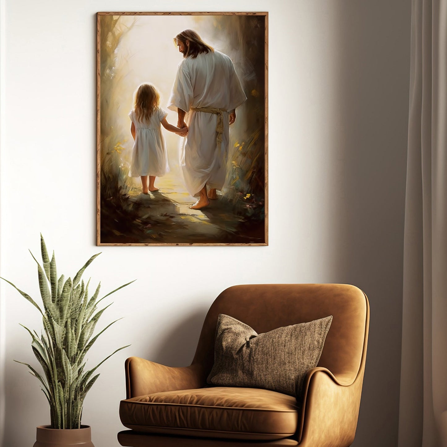 Guiding Path A Journey of Faith and Trust Christmas Canvas Painting, Xmas Wall Art Decor - Jesus Poster Gift