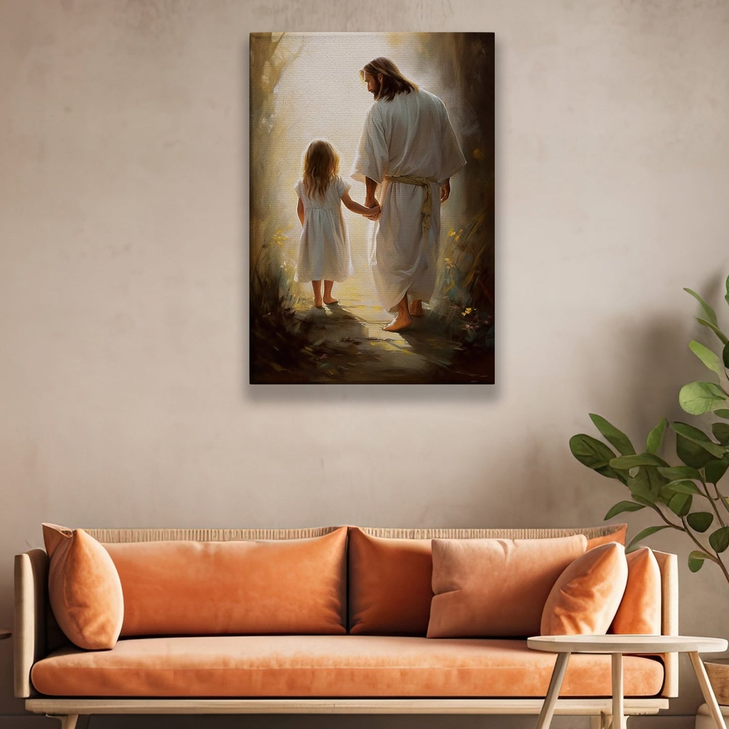 Guiding Path A Journey of Faith and Trust Christmas Canvas Painting, Xmas Wall Art Decor - Jesus Poster Gift