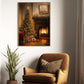 Cozy Christmas Eve Warmth by the Hearth Christmas Canvas Painting, Xmas Wall Art Decor - Christmas Poster Gift