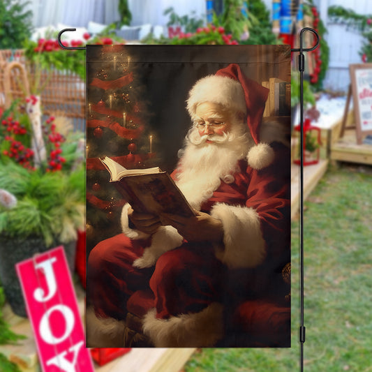 Santa Claus Read Book, Santa Claus Xmas Garden Flag & House Flag Gift, Gift For Book Lovers