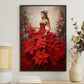 Poinsettia Princess A Dance of Festive Blooms Christmas Canvas Painting, Xmas Wall Art Decor - Angel Poster Gift