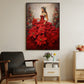 Poinsettia Princess A Dance of Festive Blooms Christmas Canvas Painting, Xmas Wall Art Decor - Angel Poster Gift