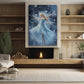 Dance of the Celestial Snowflake Elegance Amidst the Cosmos Christmas Canvas Painting, Xmas Wall Art Decor - Angel Poster Gift