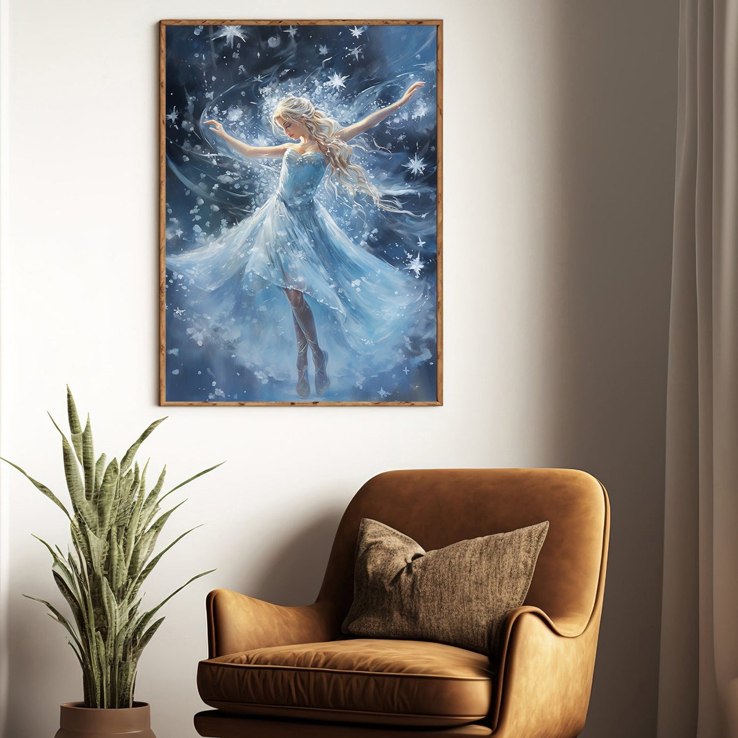 Dance of the Celestial Snowflake Elegance Amidst the Cosmos Christmas Canvas Painting, Xmas Wall Art Decor - Angel Poster Gift