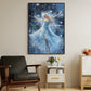 Dance of the Celestial Snowflake Elegance Amidst the Cosmos Christmas Canvas Painting, Xmas Wall Art Decor - Angel Poster Gift