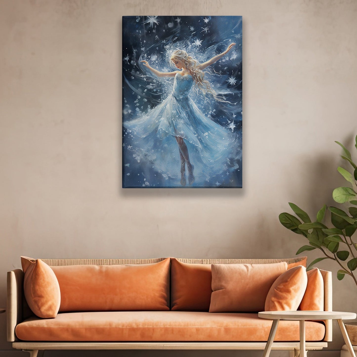 Dance of the Celestial Snowflake Elegance Amidst the Cosmos Christmas Canvas Painting, Xmas Wall Art Decor - Angel Poster Gift