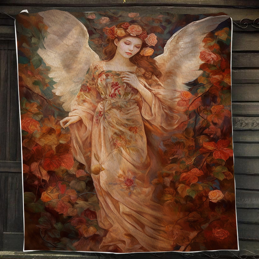 Peaceful Angel Around Flowers Christmas, Angel Xmas Fleece Blanket & Sherpa Blanket Gift