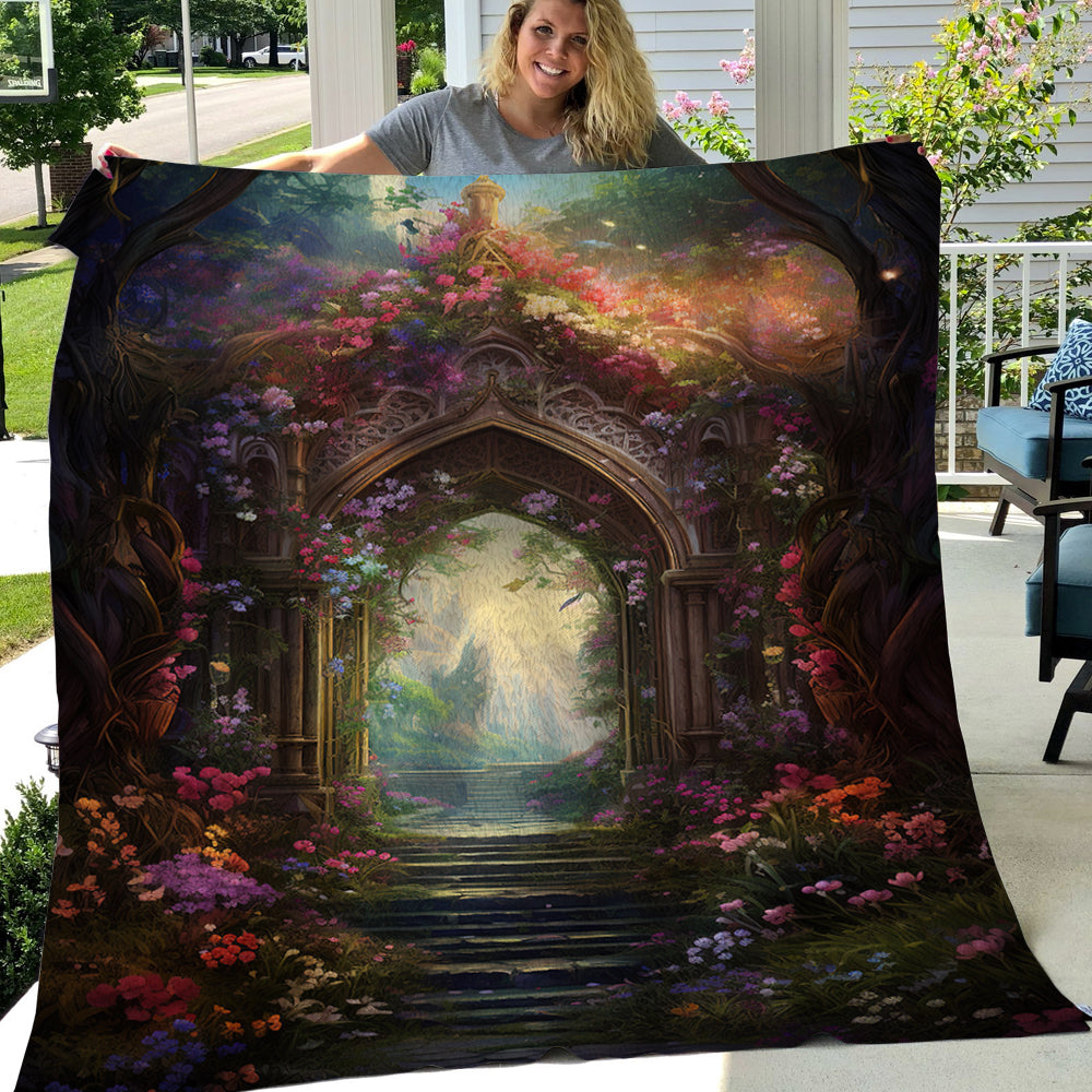 Castle A Pathway Of Blooms Christmas, Castle Xmas Fleece Blanket & Sherpa Blanket Gift