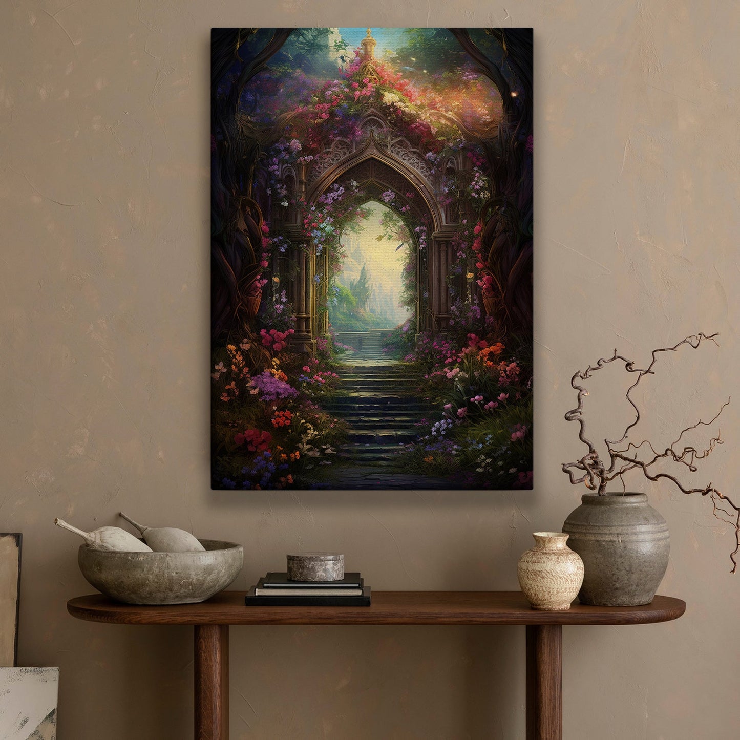 Gateway to the Enchanted Realm Christmas Canvas Painting, Xmas Wall Art Decor - Christmas Poster Gift