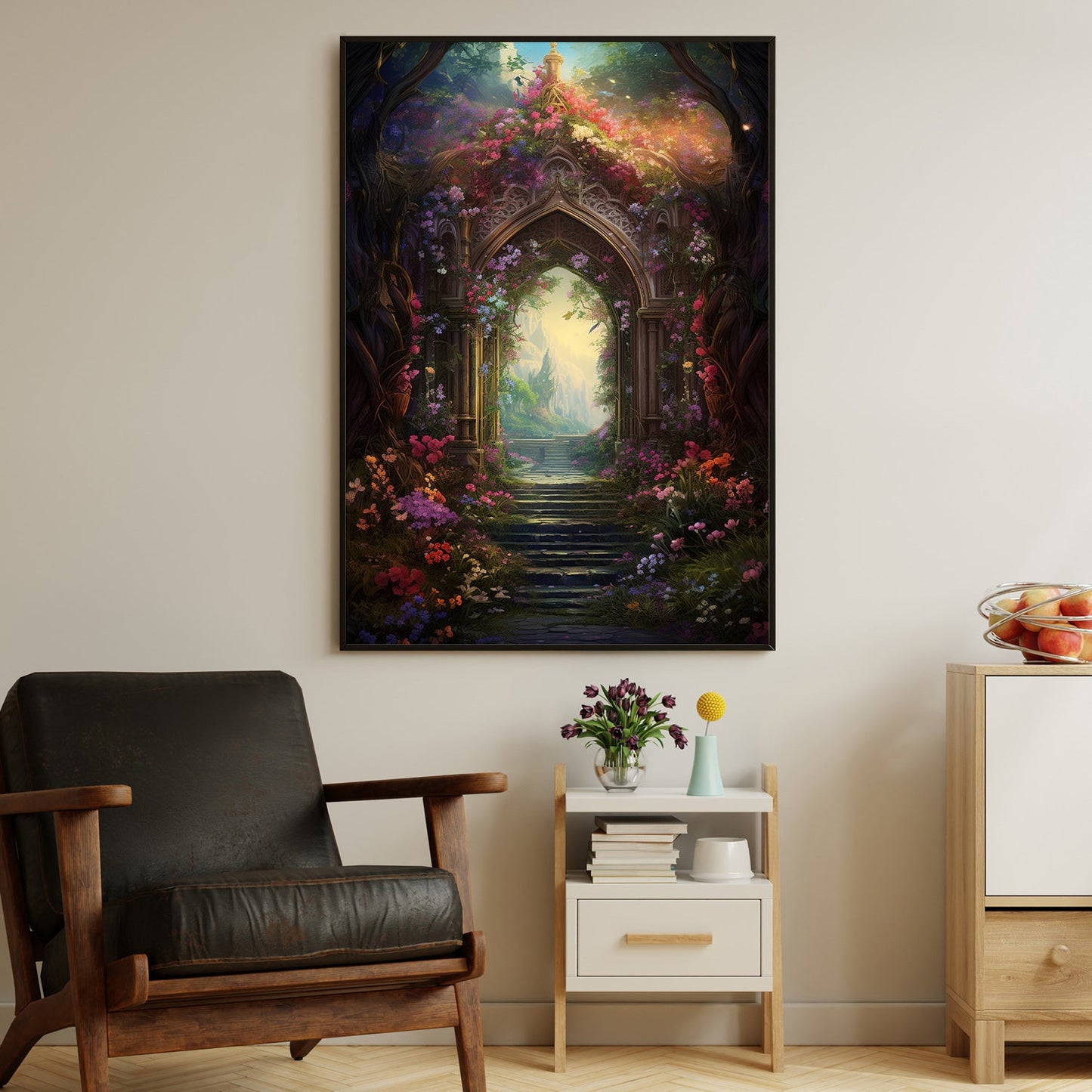 Gateway to the Enchanted Realm Christmas Canvas Painting, Xmas Wall Art Decor - Christmas Poster Gift