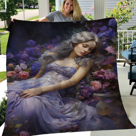 Angel Sleeping Alone In The Purple Garden Christmas, Angel Xmas Fleece Blanket & Sherpa Blanket Gift