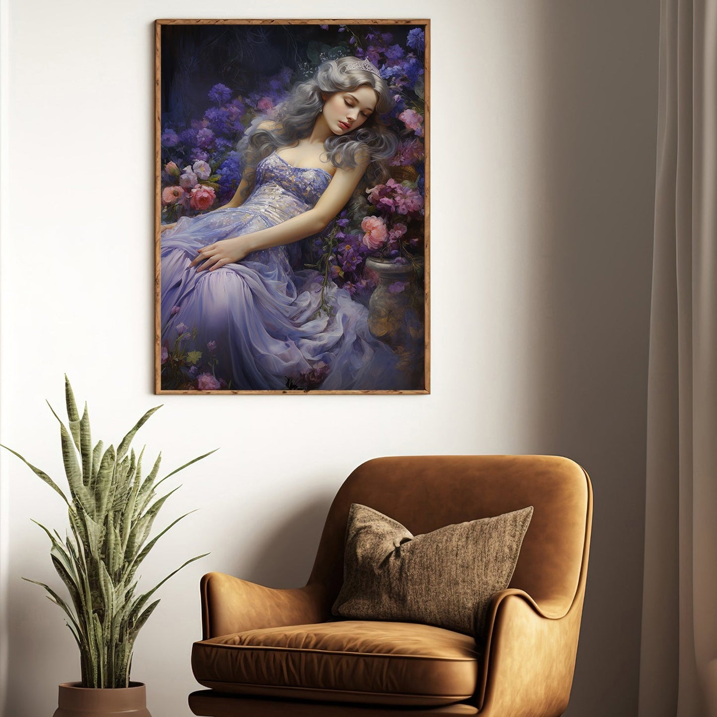 Enchanted Slumber Amidst the Blossoms, Victorian Christmas Canvas Painting, Xmas Wall Art Decor - Christmas Poster Gift