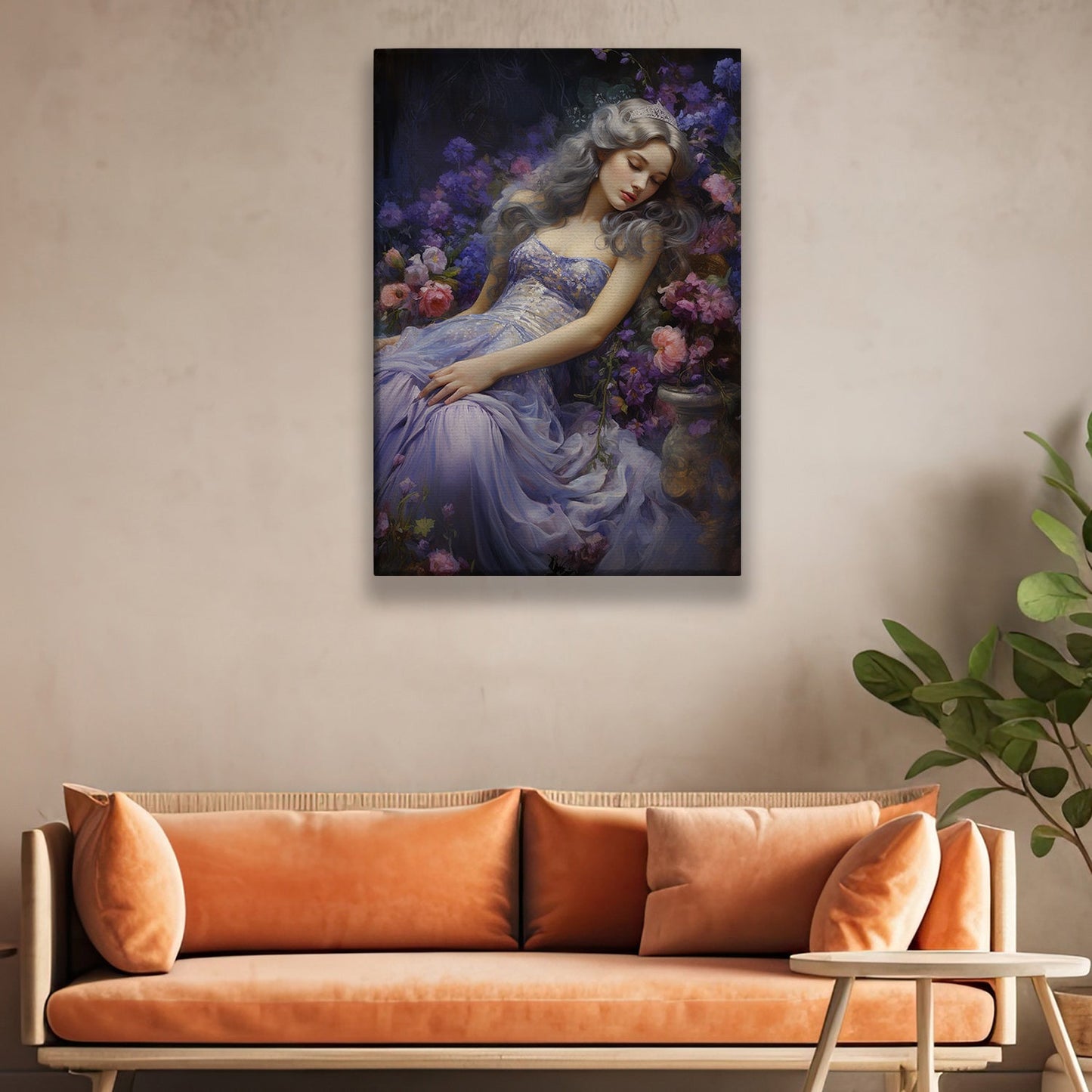 Enchanted Slumber Amidst the Blossoms, Victorian Christmas Canvas Painting, Xmas Wall Art Decor - Christmas Poster Gift