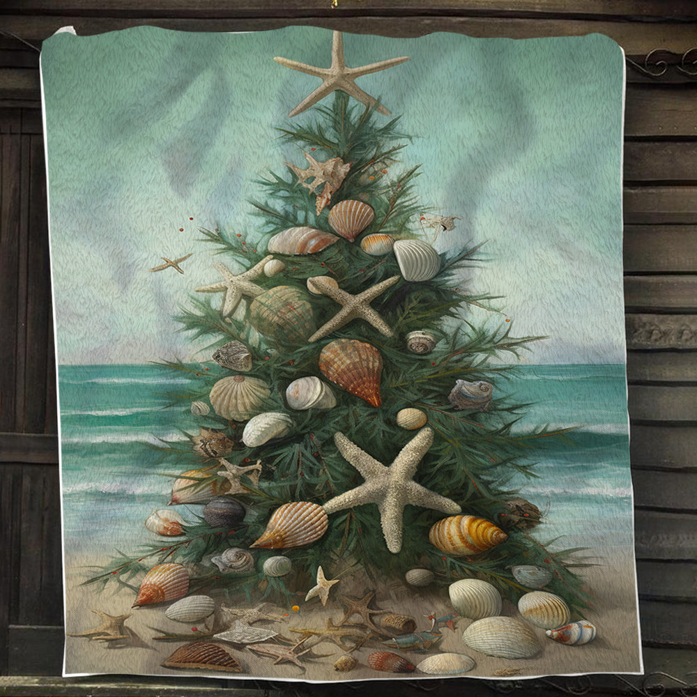 Coastal Christmas Seaside Serenity, Xmas Fleece Blanket & Sherpa Blanket Gift