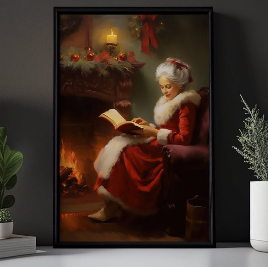 Yuletide Reading Glow, Victorian Christmas Canvas Painting, Xmas Wall Art Decor - Christmas Poster Gift For Reading Lovers