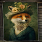 Fox Wearing Flower Hat, Fox Xmas Fleece Blanket & Sherpa Blanket Gift