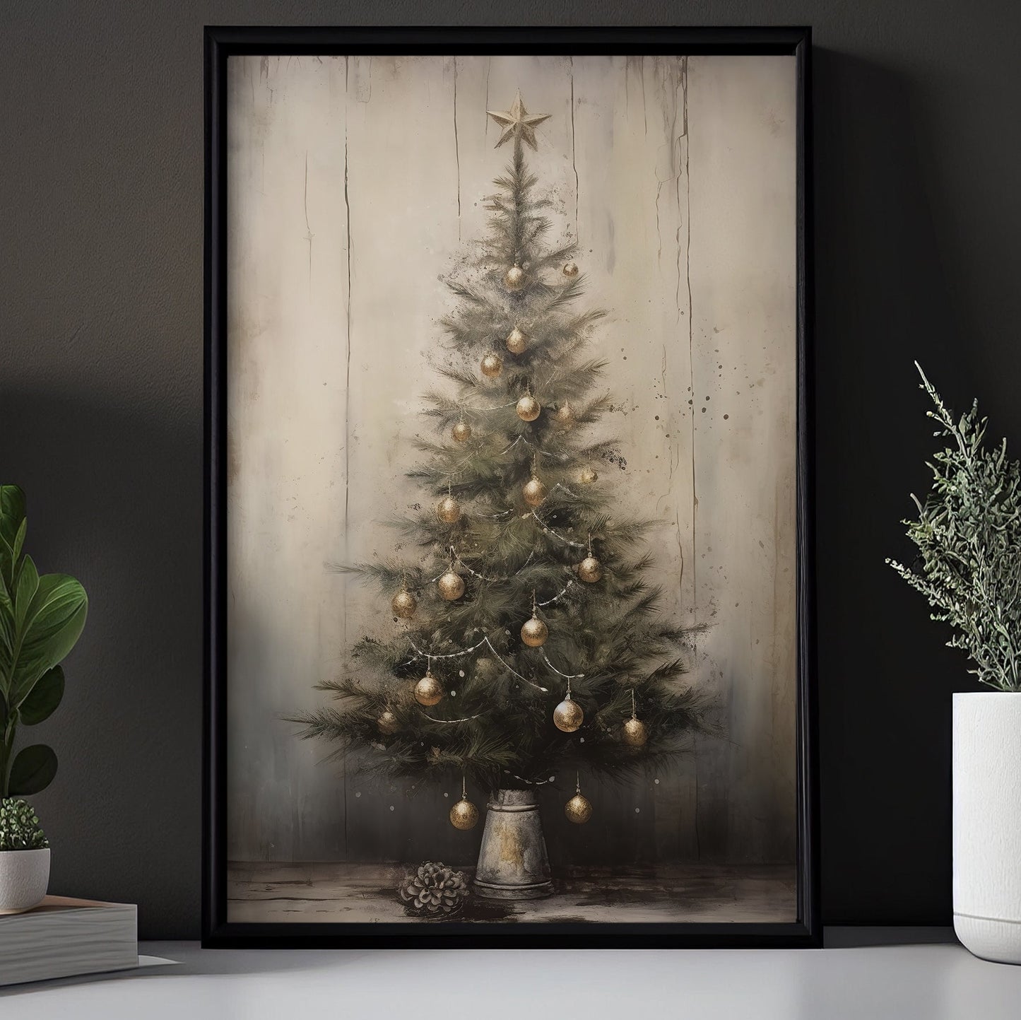 Rustic Christmas Charm, Christmas Canvas Painting, Xmas Wall Art Decor - Christmas Poster Gift