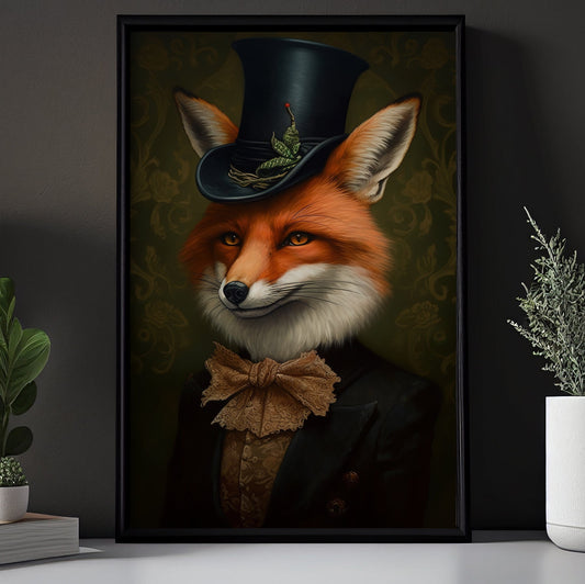 Distinguished Gentleman Fox, Victorian Fox Christmas Canvas Painting, Xmas Wall Art Decor - Christmas Poster Gift For Fox Lovers