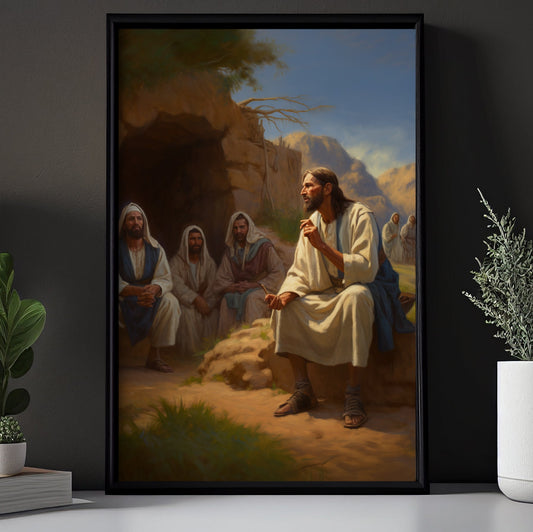 Desert Teaching Moment, Jesus Christian Canvas Painting, Xmas Wall Art Decor - Christmas Poster Gift For Goat Lovers