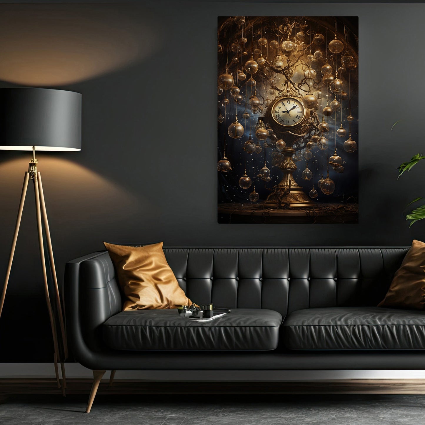 Golden Moments Suspended, Christmas Canvas Painting, Xmas Wall Art Decor - Christmas Poster Gift