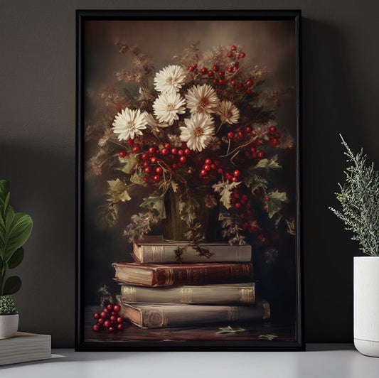 Literary Bouquet, Christmas Canvas Painting, Xmas Wall Art Decor - Christmas Poster Gift