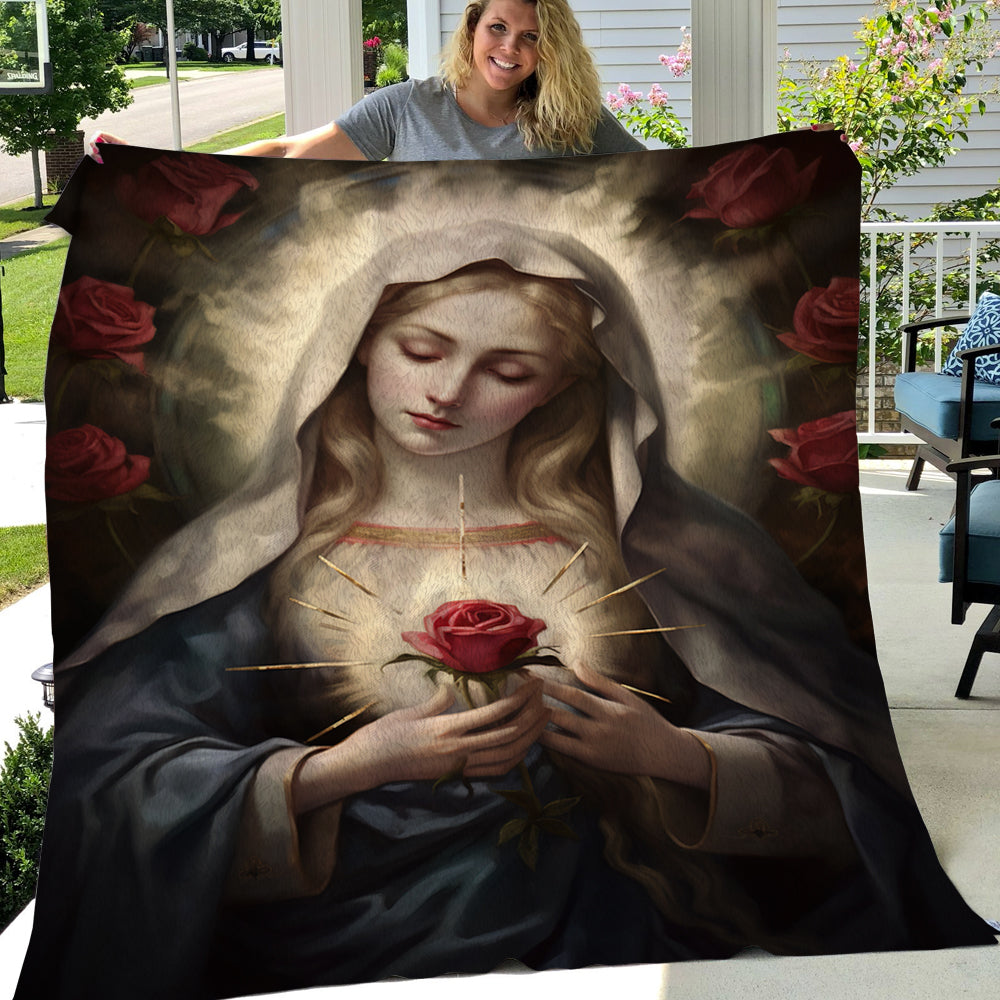 Virgin Mary Christmas, Nativity Christians Xmas Fleece Blanket & Sherpa Blanket Gift