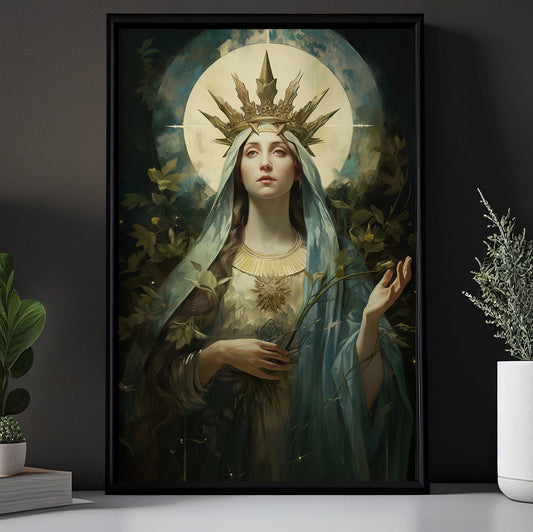 Regal Nature's Guardian, Virgin Mary Christmas Canvas Painting, Xmas Wall Art Decor - Christmas Poster Gift