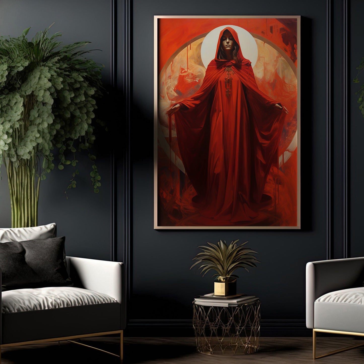 Empress of Crimson Dawn, Christmas Canvas Painting, Xmas Wall Art Decor - Christmas Poster Gift