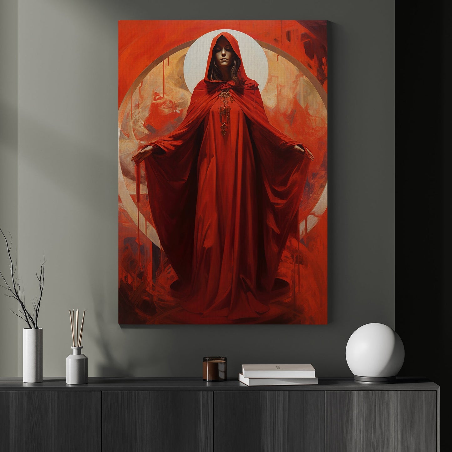 Empress of Crimson Dawn, Christmas Canvas Painting, Xmas Wall Art Decor - Christmas Poster Gift