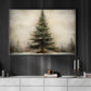 Solitary Winter Sentinel Christmas Tree, Canvas Painting, Xmas Wall Art Decor - Christmas Poster Gift