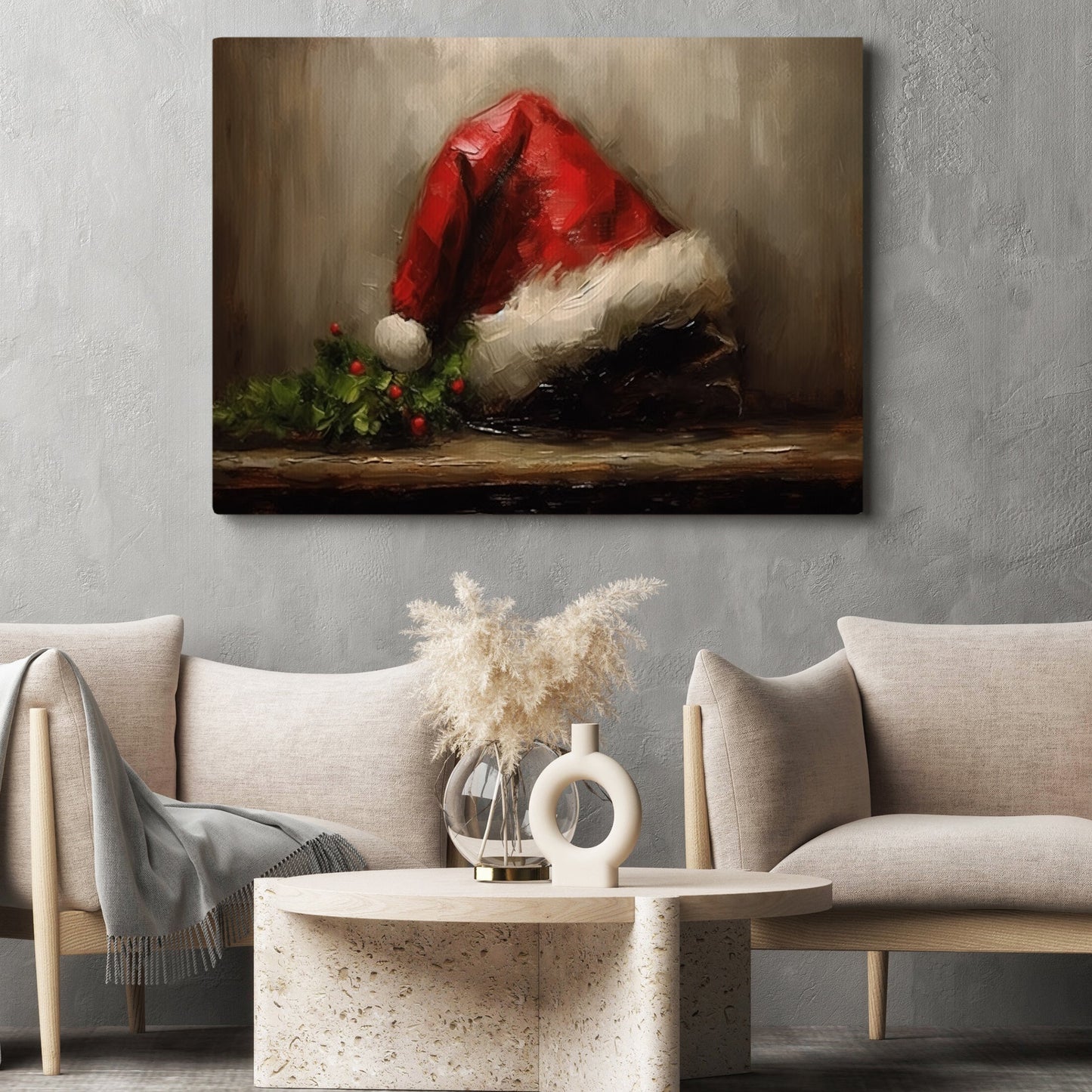 Yuletide's Gentle Touch, Christmas Canvas Painting, Xmas Wall Art Decor - Christmas Poster Gift