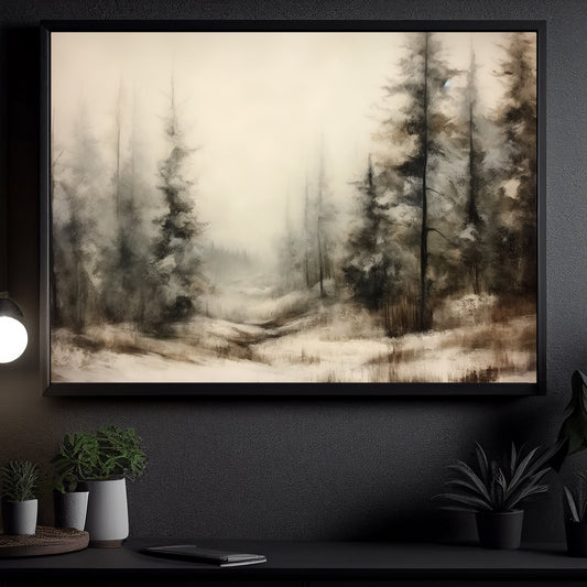 Misty Forest Reverie, Santa Claus Christmas Canvas Painting, Xmas Wall Art Decor - Christmas Poster Gift