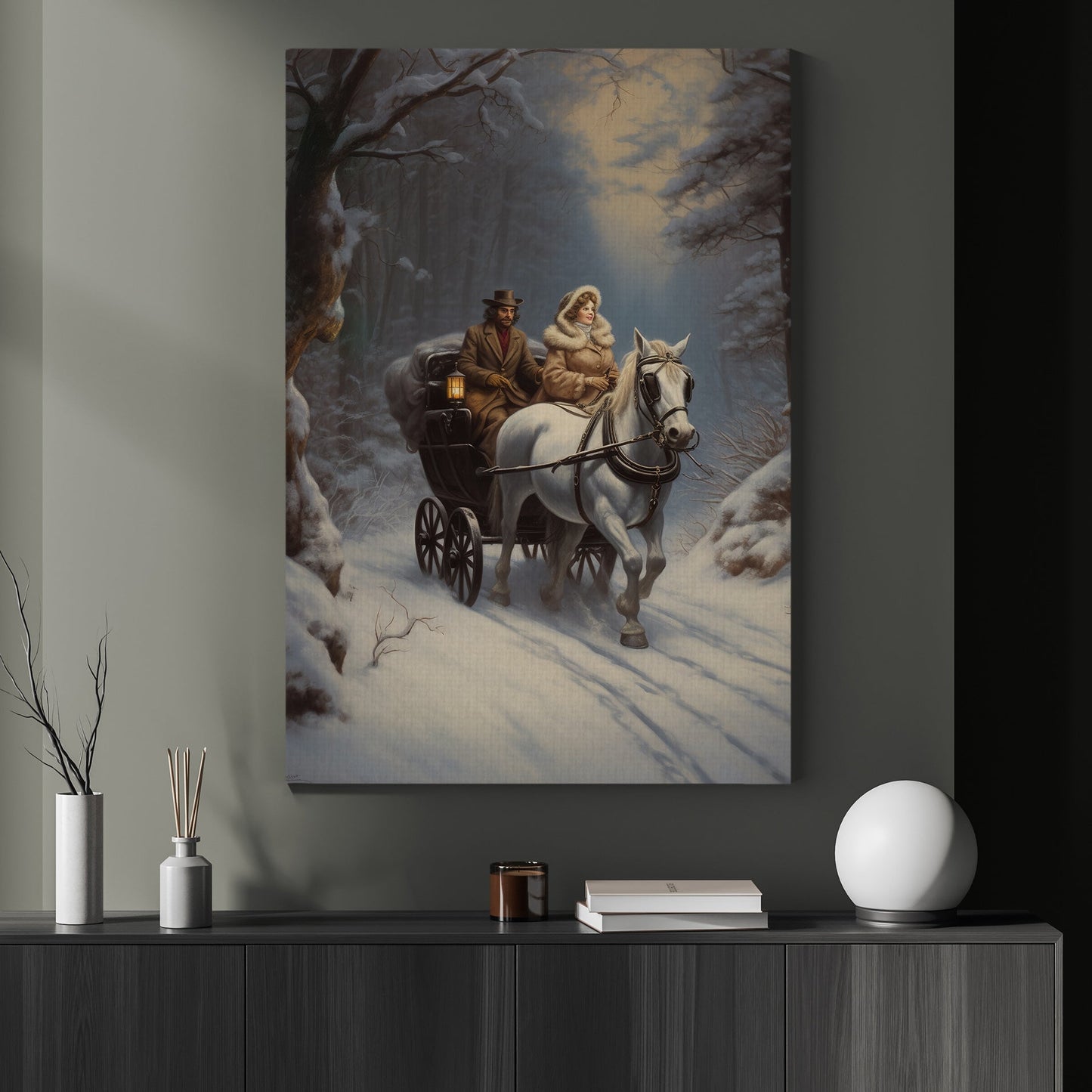 Victorian A Timeless Voyage Through The Winter, Horse Christmas Canvas Painting, Xmas Wall Art Decor - Poster Gift For Horse Lovers
