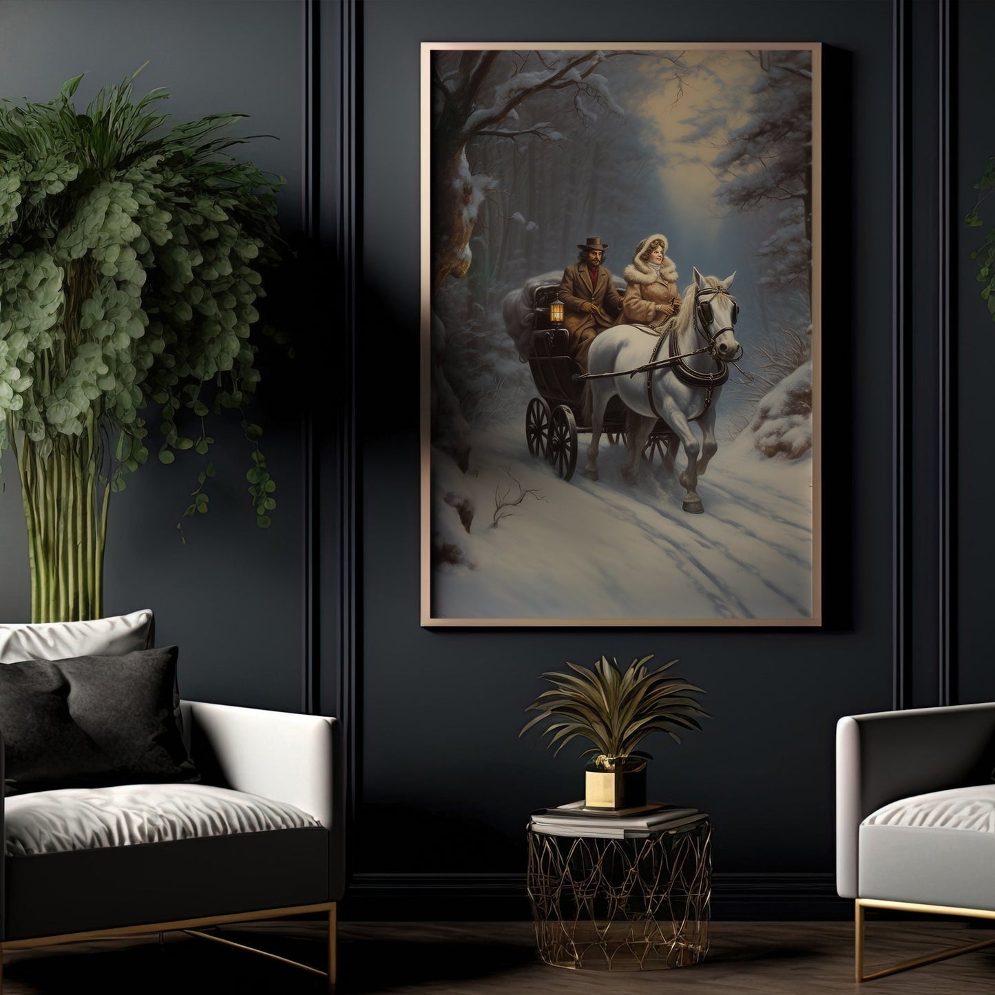 Victorian A Timeless Voyage Through The Winter, Horse Christmas Canvas Painting, Xmas Wall Art Decor - Poster Gift For Horse Lovers